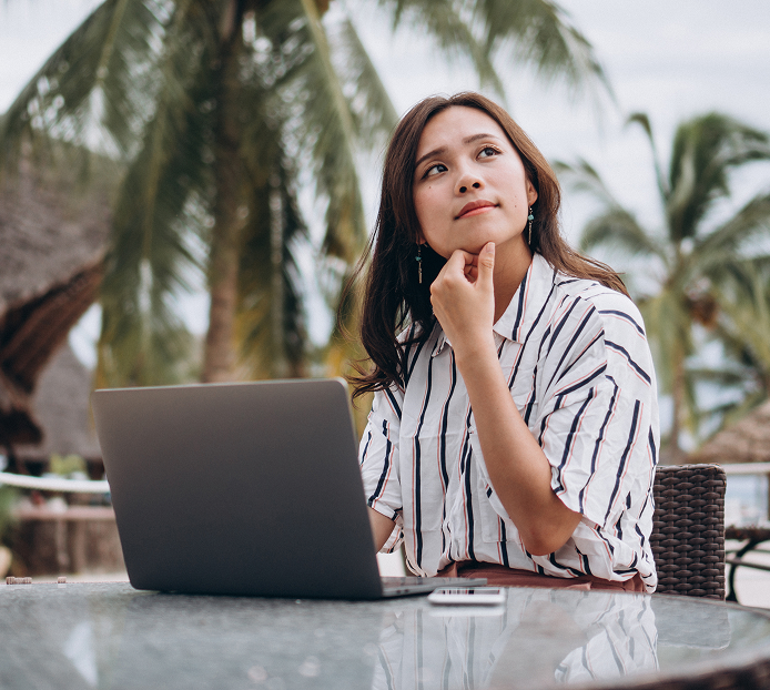woman working on laptop