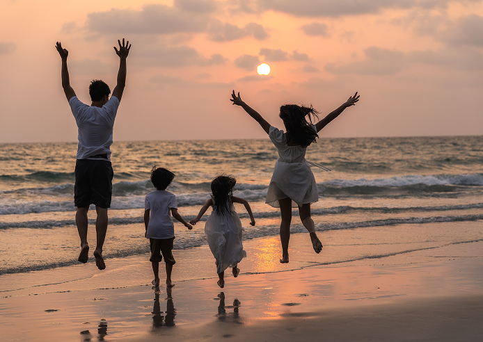 happy family on beach