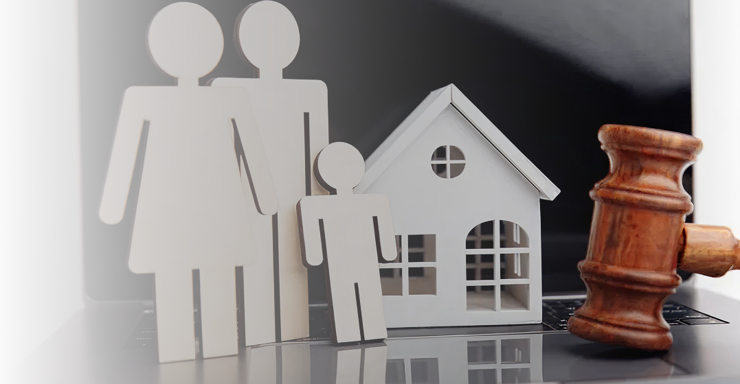 cardboard house and family